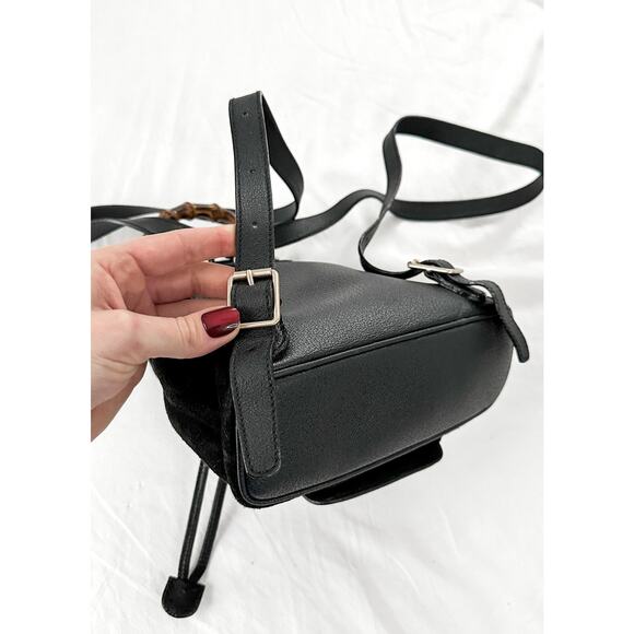 Vintage Gucci Black Suede and Bamboo Handle Backpack Purse - Picture 11 of 11